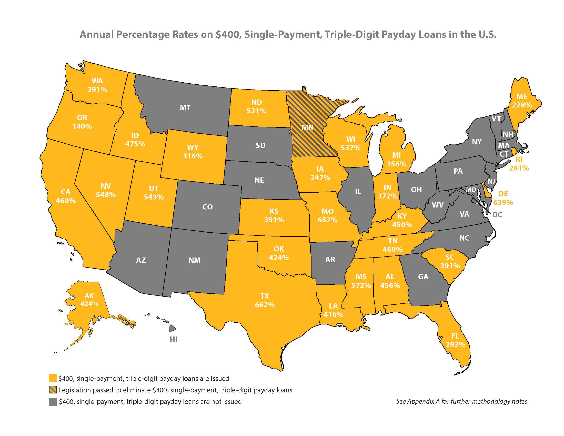 CRL-Predatory-Lend-Map_Ray2 Annual percentage rate on payday loans in the US.
