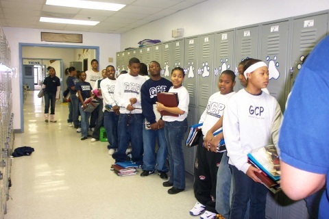 Gaston Prep kids in hall Gaston Prep kids in hall