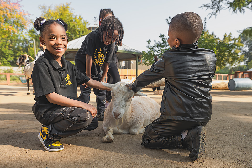 Golden Charter Academy students at the zoo