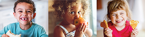 a collage of 2 stock images of children