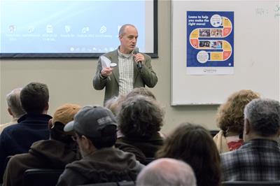 Randy Chambers speaks at Self-Help CU's 2018 Annual Meeting. 