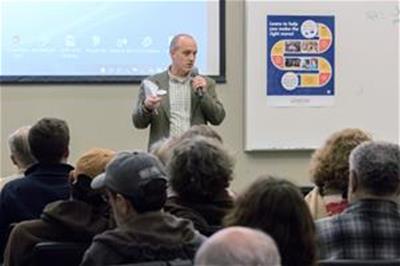AnnualMeeting_Durham_2018_70 Randy Chambers speaking at Self-Help CU's 2018 Annual Meeting