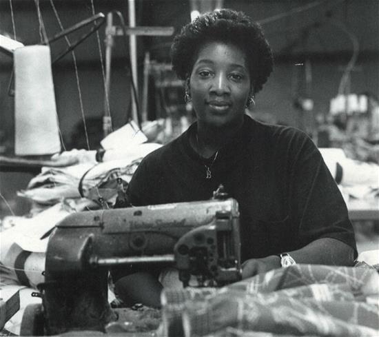 Barbara Bardlavens of WOSCO - Workers Owned Sewing Company - in 1985, first worker coop SH worked with