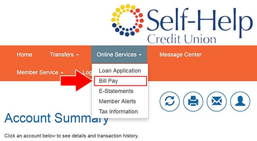 Bill Pay can be access from the online banking website under "online services."
