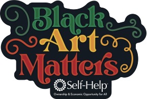 image of a magnet that says Black Art Matters in green, yellow and red script