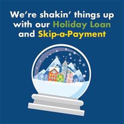 Holiday Loans "We're Shaking Things Up" snow globe promoting Self-Help holiday loans
