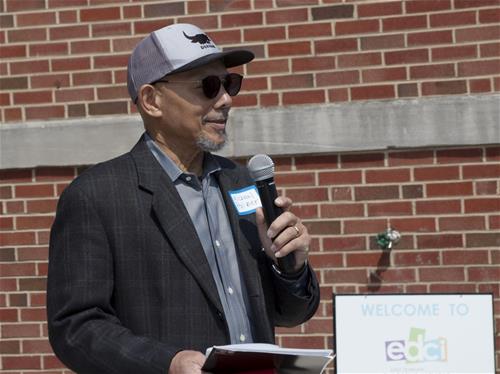 MichaelP Self-Help's Michael Palmer speaking at the ABC Center grand opening