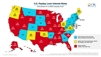 CRL typical payday interest rates map