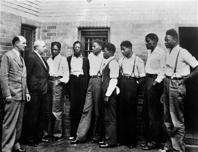 Scottsboro-2 Defendants in the Scottsboro case meet with ACLU representatives (1933).