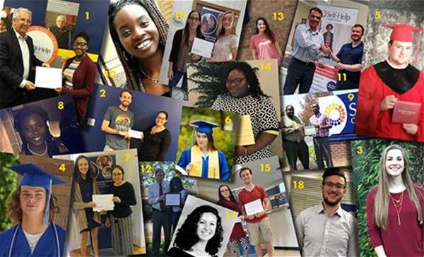 SHCU-1849_Scholarship Collage-Numbers-1 Collage of Self-Help's 2018 scholarship winners